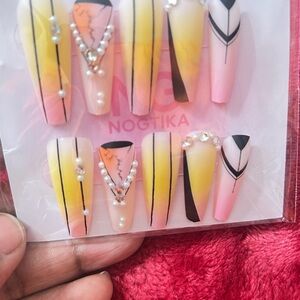 Pink and Yellow Nail Art Set